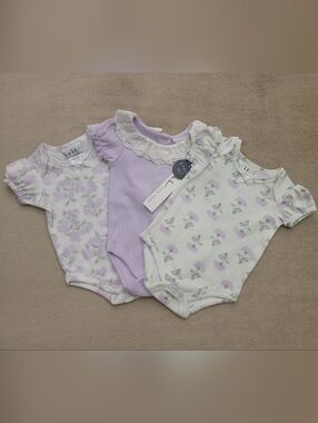Nicole Miller Lavender Assorted 3Pk Short Sleeve Bodysuits Size: 0-3 Months